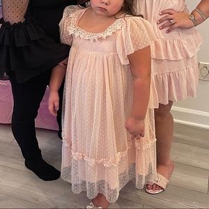 Pink Dress with Polka dot lace